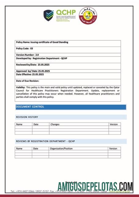Certificado de boa reputação do Catar para impressão, modelo Word e PDF